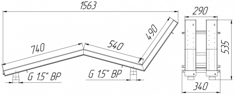 Лежак воздушного массажа двойной, плитка (AISI 316L)  АС 04.021/L 