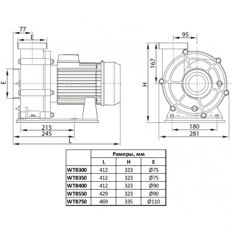 Насос без префильтра Pool King WTB350 (WTB250)  B0302400201 