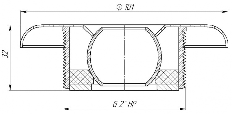 Форсунка стеновая 2", плитка (AISI 316L)  АС 07.121/L 