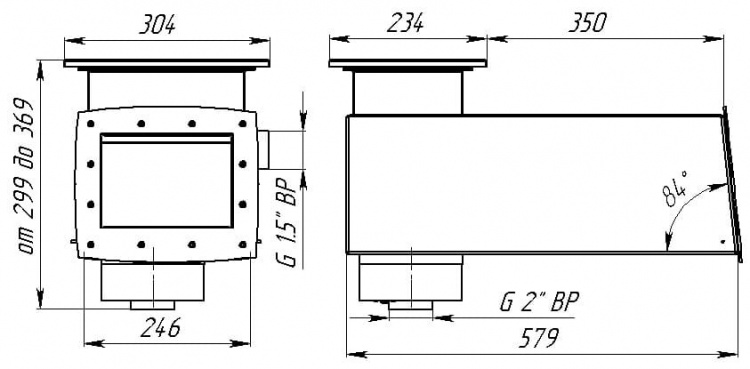 Скиммер для композитного бассейна удлиненный с герконовым датчиком уровня (AISI316L)  АС 05.075/LА 