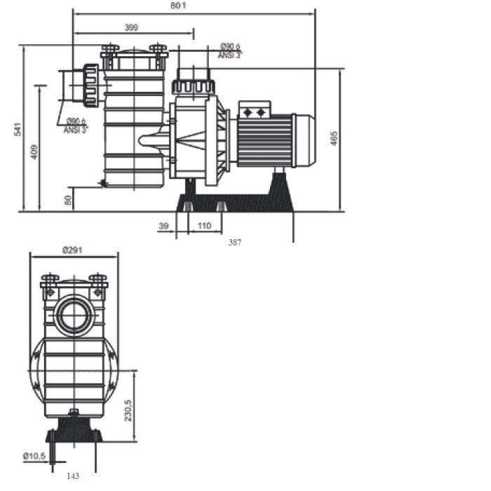 Насос с префильтром Hayward HCP38253E KAP250 T1 IE3  HCP38253E 