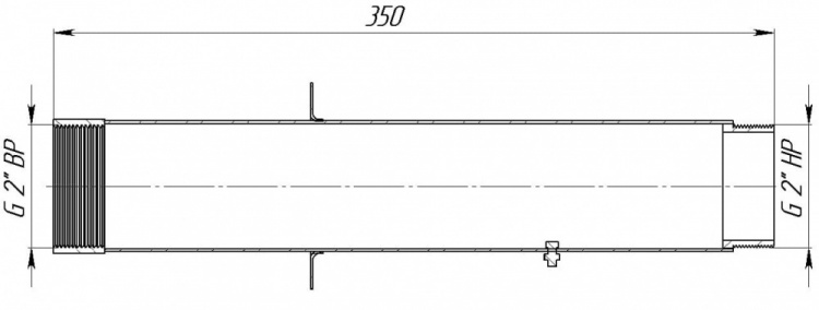 Стеновой проход 2" 350 мм под плитку (AISI 316L)  АС 13.111/L 