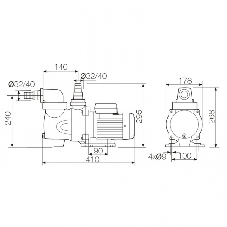 Насос с префильтром Pool King FCP-250S  B0302700214 