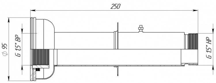 Стеновой проход 1,5" 250 мм под плёнку (AISI 316L)  АС 13.090/L 
