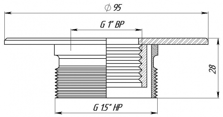 Адаптер универсальный 1"х1,5", плитка (AISI 316L)  АС 07.081/L 