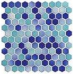 Фарфоровая мозаичная смесь Serapool Versicolor, шестигр. 26,5мм (бирюза/темн синий)