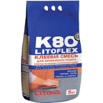 Litokol Клеевая смесь для плитки LITOFLEX K80, цвет серый, мешок 5кг